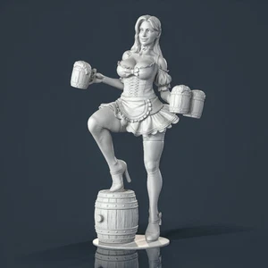 Figura resina sin pintar mujer niña cerveza 1/18 1/24 1/43 1/32 - Imagen 1 de 12