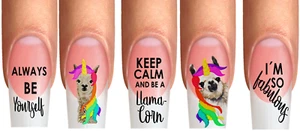 Wraps Nail Art Tattoo Fullcover Lama Llama Trend Llamacorn Rainbow XS-XL #23 - Bild 1 von 1