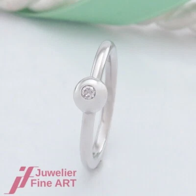 QUINN Solitär- Ring - 1 Brillant (Diamant) 0,05ct - 14K/585 Weißgold -Rundprofil - Bild 1 von 4