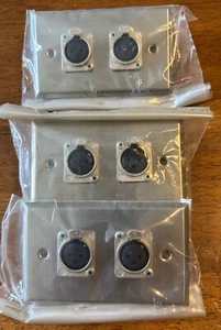 LEVITON Dual XLR JACK Single Gang STAINLESS STEEL WALLPLATE AUDIO SOUND-Lot of 3 - Picture 1 of 2