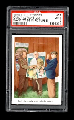 1959 Fleer Three Stooges #58 Curly always did want to be in pictures !  PSA 9 - Image 1 of 2