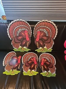 Vintage 1972 Thanksgiving Wand/Fenster gestanzt Hangong Dekorationen. 5 Stück. - Bild 1 von 7