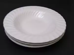 3 cuencos de pasta sopa con borde Johnson Bros Regency 8 1/2" blanco remolino Inglaterra - Imagen 1 de 6