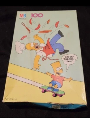 Vintage The Simpsons Homer Bart 100 Piece Jigsaw Complete Puzzle from 1990 NEW - Image 1 of 3