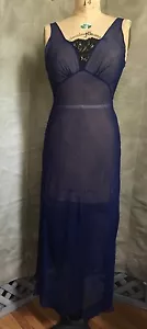 Luxury SILK CHIFFON BIAS NIGHTGOWN Navy Nightie FRANCES SMILY Sheer Sexy USA S - Bild 1 von 10