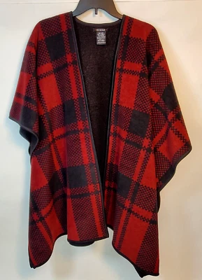 Ike Behar Women's Reversible Fashion Wrap One Size Wine Plaid Camp Fire Games - Image 1 of 4