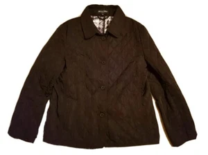 Della Spiga Jacket Coat Womens M Black Diamond Quilted Checked Lining - Picture 1 of 10