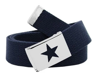 Build A Belt Men's Star Silver Flip Top 1.25" Wide Buckle with Canvas Web Belt - Picture 1 of 24