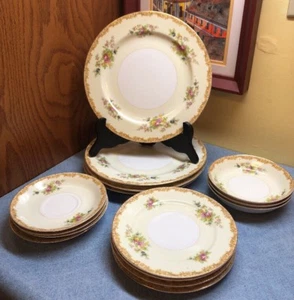 vintage KENWOOD China Japan Gold Edge, Gold Brushed Scrolls, Floral 15 pieces - Picture 1 of 10