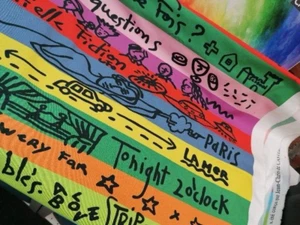 Jean Charles de Castelbajac il etait une fois print cotton fabric 140x50cm - Picture 1 of 9