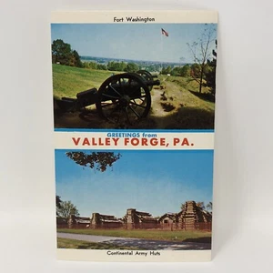 Greetings from Valley Forge Pa Fort Wasington Continental Army Huts Postcard - Picture 1 of 2