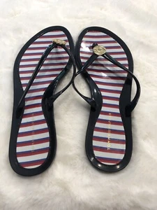 Tommy Hilfiger Women's TH Logo Medallion Rubber Flip Flop Sandals Sz 8 - Picture 1 of 4