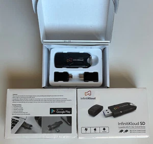 2 Stück Infiniti Cloud SD USB Laufwerke + vier 64GB SD-Karten für PC/Mac/Android - Bild 1 von 2