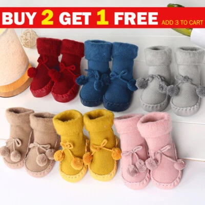Kids Baby Girl Boy Toddler Anti-slip Slippers Socks Cotton Shoes Soft Warm Boots - Image 1 of 4