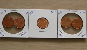 Lincoln Memorial copper pennies1977-1980, P Token 10P10,11,12) from US Mint sets - Picture 1 of 4
