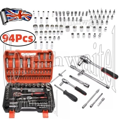 94 Piece 1/4" & 1/2" Dr Socket Set - Torx Driver Bits Sockets + Carry Case - Image 1 of 4