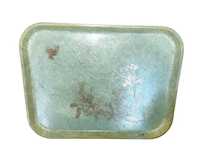 Bandeja para servir de Kenco 16”x12” verde floral fibra de vidrio vintage Foto 1 de 4