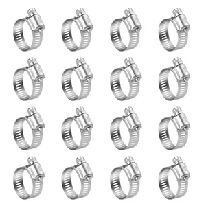 Stainless Steel Hose Clamps - 16 Pack Worm Gear Drive Hose Clamps SAE 12 Clam... - Picture 1 of 7