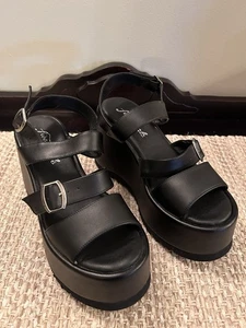 Free People Chelsea Platform Black Women's Size 37 Sandal Y2K Goth Alt Festive - Picture 1 of 7