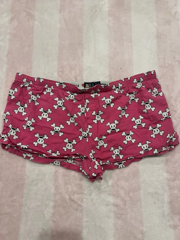 Pantalones Cortos Paul Frank Rosa Calavera Para Mujer XS–S 31” Cintura 2” Entrepierna Y2K Foto 1 de 4