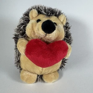 Bayview Supply Plush Hedgehog 6" Holding Heart Brown Red Valentines Day - Picture 1 of 9