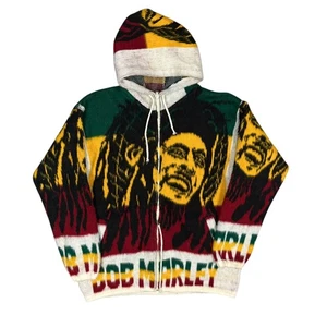 Vintage Artesanias Tuntaquimba Bob Marley Wool Knit Hoodie Hand Made Zip Medium - Picture 1 of 10