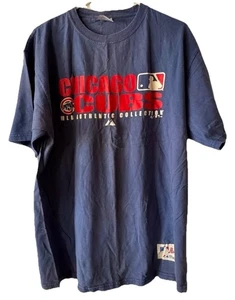 Men’s LARGE Majestic CHICAGO CUBS Blue Authentic Collection Tee Shirt VTG - Picture 1 of 5