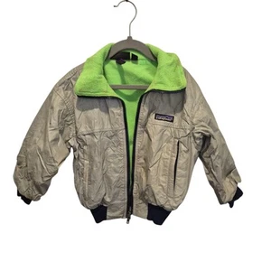 Chaqueta Bomber Vintage Patagonia Big Label Nylon Niño 4/5 Gris Años 90 Forrada de Vellón - Imagen 1 de 5