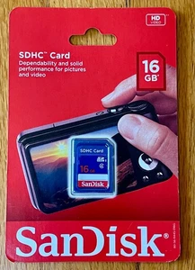 SANDISK SDHC CARD-16 GB HD Video ~ Memory Card Storage Sealed New! SD Card - Picture 1 of 2