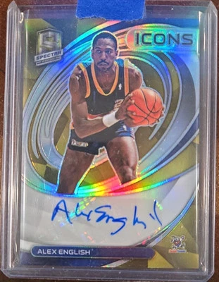 2021-22 Panini Spectra Alex English /10 Auto Gold ICONS Prizm DENVER NUGGETS ☆ - Image 1 of 4
