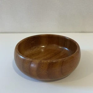 Vintage Mid Century Modern Hand Turned Wooden Bowl 3.75" Small Catchall Dish - Picture 1 of 6