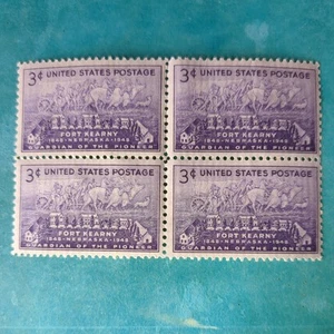 US Postage STAMPS 3c 3 CENT PB PLATE BLOCK FORT KEARNY 1848-1948 - Picture 1 of 2