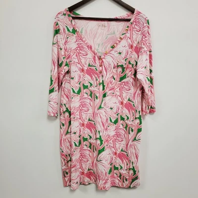 Lilly Pulitzer Womens 3/4 Sleeve Palmetto Dress Size XL Flamingo Preppy Summer - Image 1 of 4