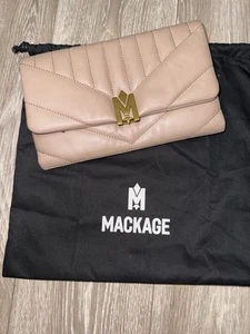 NWT MACKAGE PEBBLED LEATHER M LOGO CLUTCH BAG WALLET - Picture 1 of 13