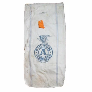 Dije de granja vintage Fulton Seamles saco de grano extra pesado rayas águila 42"x19" - Imagen 1 de 9