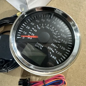3-3/8GPS Speedometer 140 MPH Chrome Auto Truck Motorcycle Boat 9-32V BlacK - Picture 1 of 4