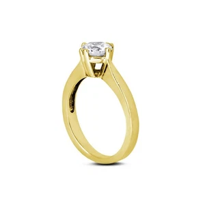 1/4ct F VS2 Round Natural Diamond 14k  Classic Solitaire Engagement Ring - Picture 1 of 3