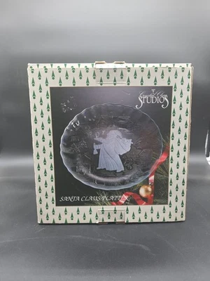 Кристально прозрачный студии стиль #312/156 Санта-Клаус 13 дюймов стеклянное блюдо - Изображение 1 из 4