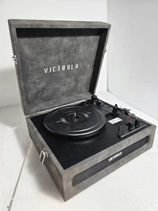 Victrola 3-Speed Bluetooth Suitcase Turntable Lambskin Grey Record Player - - Picture 1 of 9