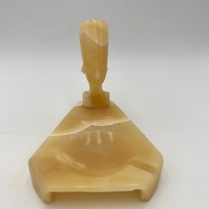 Vintage Aschenbecher Ägyptische Königin Nofretete Grannycore Skulptur Marmor Alabaster - Bild 1 von 13