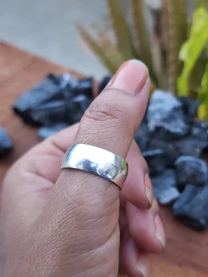 Handmade Sterling Silver Band Ring – Simple Wide Cigar Ring, Boho Minim All Size - Image 1 of 4