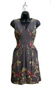 Alexander McQueen Dress Size UK 8 IT 40 Houndstooth Roses Kaleidoscope Print - Picture 1 of 10