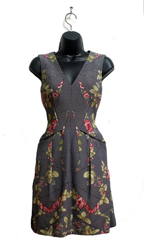 Abito Alexander McQueen taglia UK 8 IT 40 pied de poule rose stampa caleidoscopio