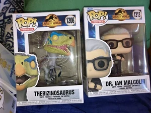 2 Funko Pop Jurassic Park Dr. Ian Malcolm & Dinosaurier Actionfiguren NEU in OVP! - Bild 1 von 3