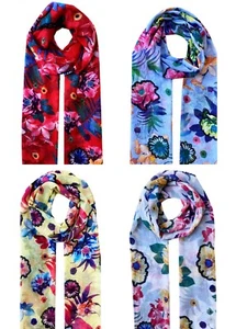 Floral Print Scarf Blossom Flower Lightweight Supersoft Premium Pashmina Hijab - Picture 1 of 9