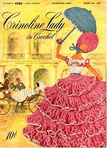 Vintage 1940s J&P Coats Clark's Pattern Book CRINOLINE LADY IN CROCHET 262 ©1949 - Picture 1 of 4