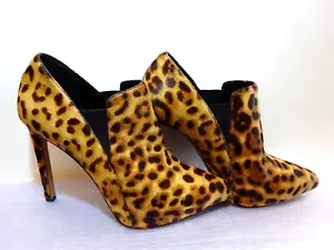 NINE WEST Size 9 Leopard Print Leather Ankle Boots, Heels, As new. - Picture 1 of 13