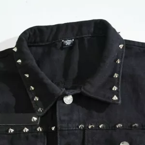 Men Denim Waistcoat Gilet Vest Jeans Rivet Sleeveless Coat Jacket Tops Punk Cool - Picture 1 of 8