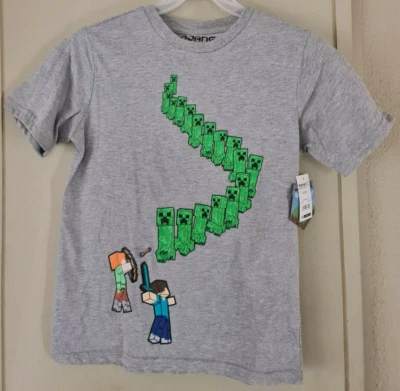 Mojang Minecraft Boys Mine Creeper Walk T-Shirt Gray Size L (10/12) BRAND NEW! - Image 1 of 3