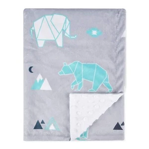 Soft Baby Blanket Minky with Double Layer Dotted Backing, Polar Bear Printed  - Picture 1 of 6